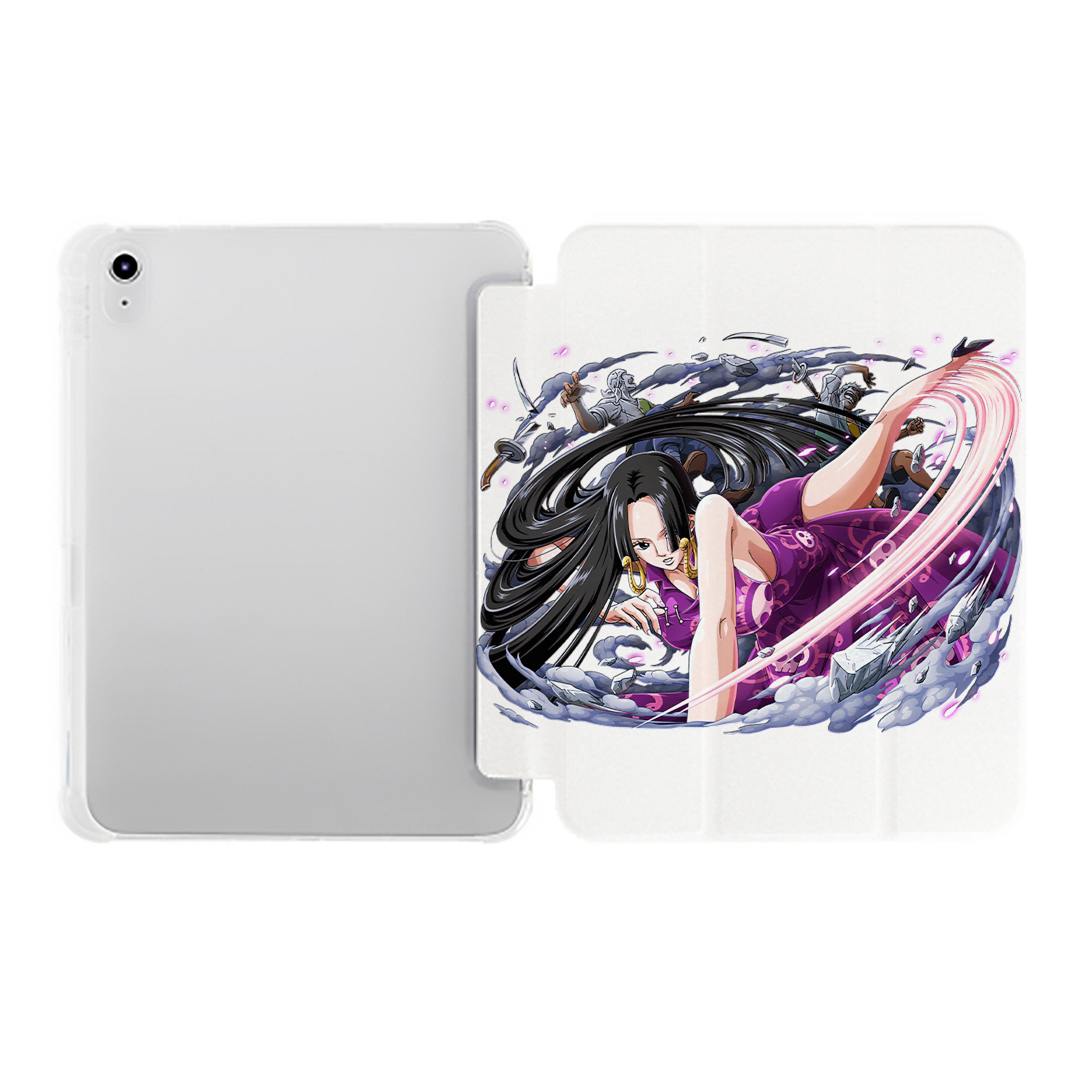 （画像用） ワンピース ボア・ハンコック ONE PIECE Boa·Hancock IPad ケース ペン収納付き 三つ折りスタンド PUレザー×シリコン 対応機種9.5/10.5/10.9インチ